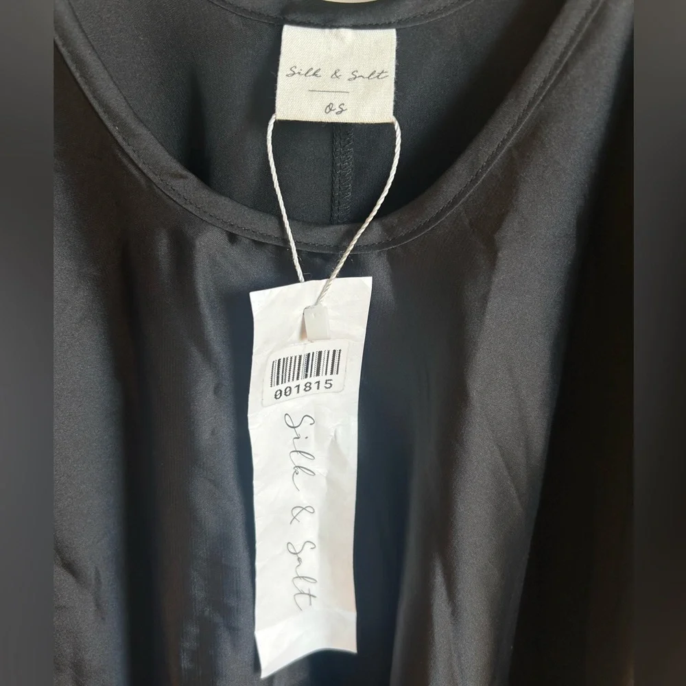 Silky Black Midi Dress with Spaghetti Straps - Picture 2 of 7